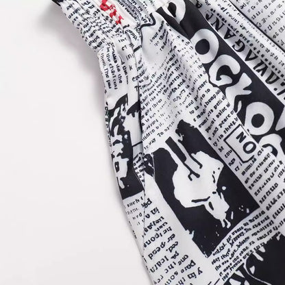 Damen Maxirock mit innovativem Zeitungsdruck Stalluxe