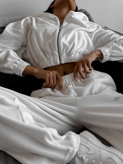 Damen Fleece-Jumpsuit mit Reißverschluss und elastischem Bund Stalluxe