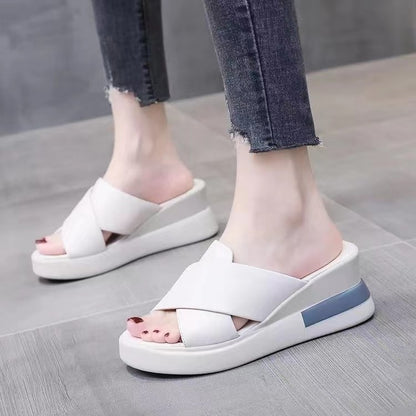 Damen Wedge-Pantoletten mit Cross-Riemen und ergonomischer Sohle Stalluxe