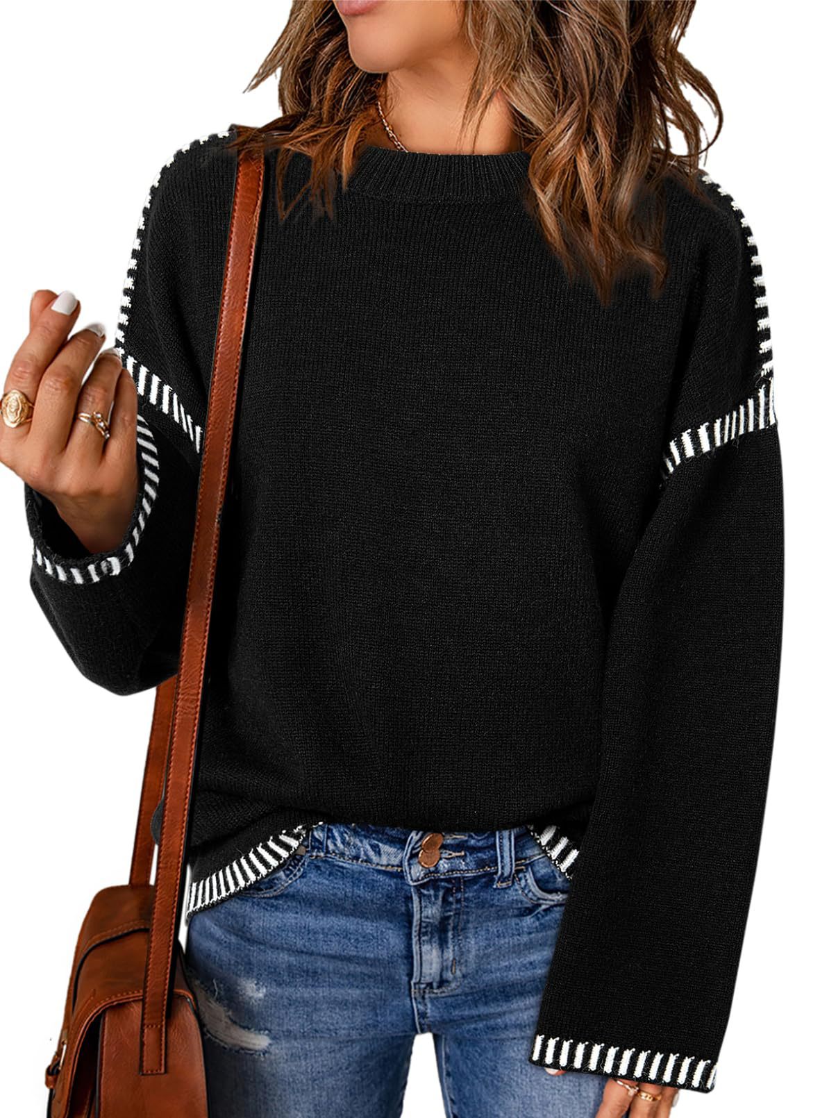 Damen lässiger Pullover mit Streifenakzenten Stalluxe