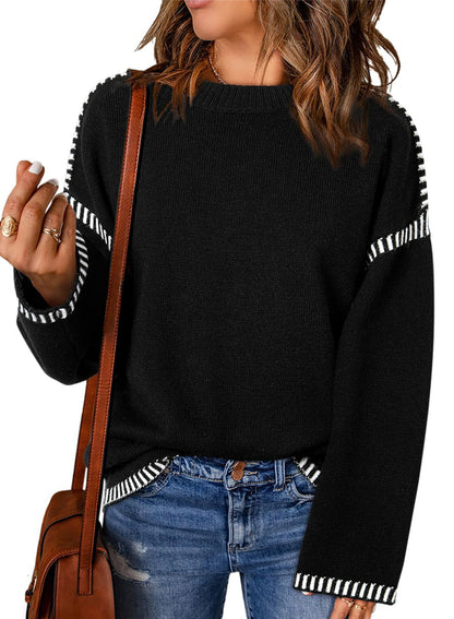 Damen lässiger Pullover mit Streifenakzenten Stalluxe