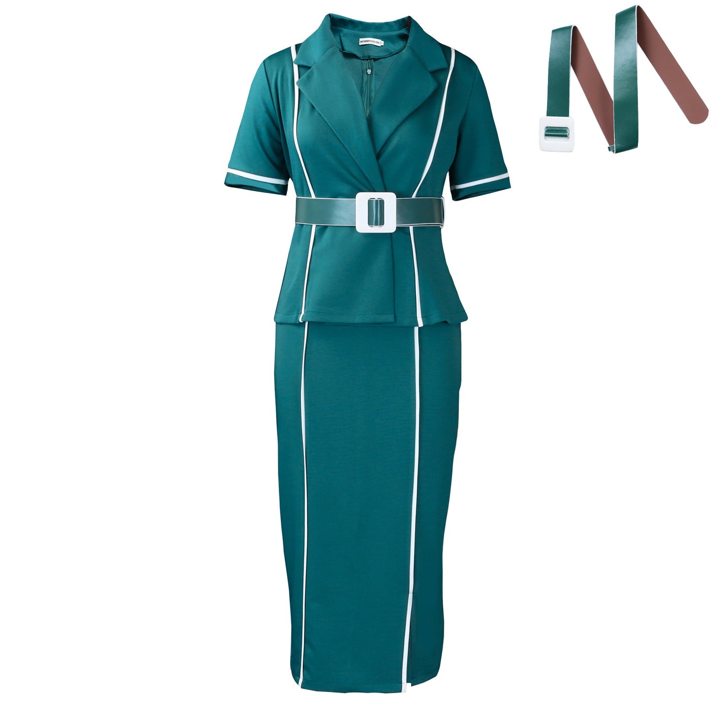 Damen Blazer-Kleid mit tailliertem Schnitt und abnehmbarer Taillengürtelschnalle Stalluxe