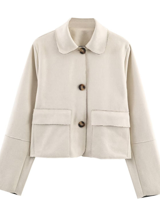Damen modische Kurzjacke mit praktischen Taschen und dezentem Kragen Stalluxe