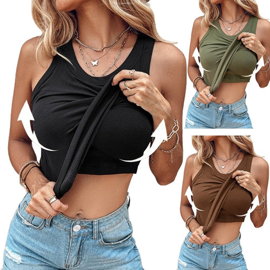 Damen Modisches Cropped Top mit Raff-Details Stalluxe