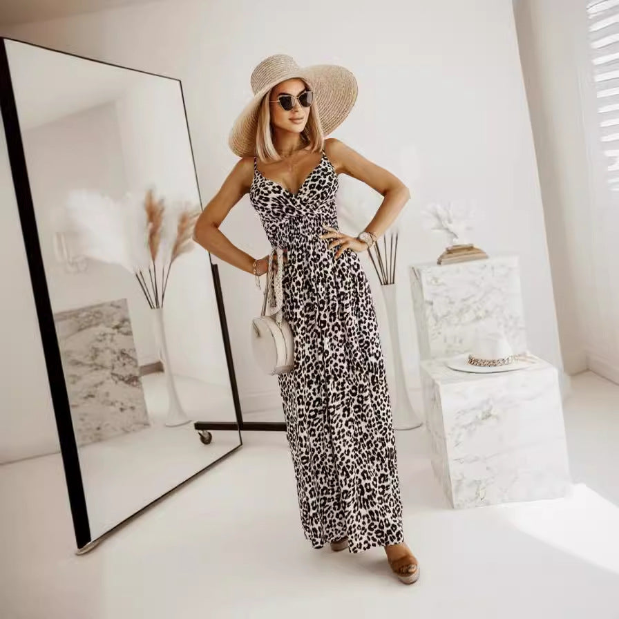 Damen Maxikleid mit elegantem V-Ausschnitt und elastischem Taillenbund Stalluxe