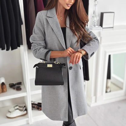 Damen Stylischer Mantel mit breitem Reverskragen und tailliertem Schnitt Stalluxe