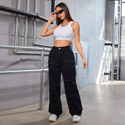 Damen weite Jeans mit trendy Fransen-Details und ausgefallenem Design Stalluxe