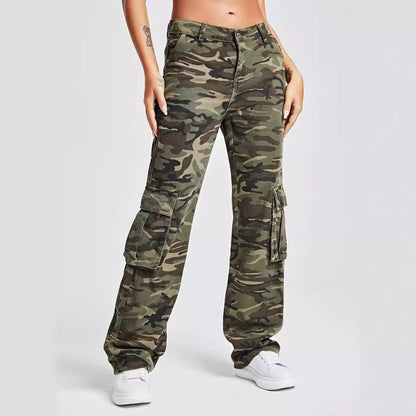 Damen Cargo-Jeans mit weitem Bein und mehreren praktischen Taschen Stalluxe