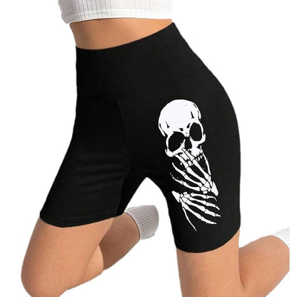 Damen Sportliche Radlerhose mit auffälligem Skelett-Print Stalluxe