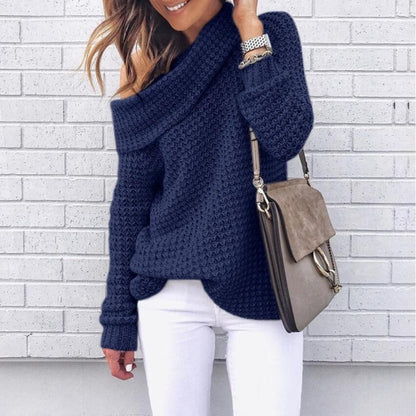 Damen Oversized Strickpullover mit elegantem Schalkragen und strukturiertem Muster Stalluxe