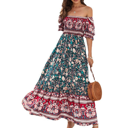 Damen Maxikleid mit voluminösen Puffärmeln und floralem Muster Stalluxe