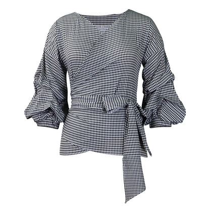 Damen Wickelbluse mit Rüschenärmel Stalluxe