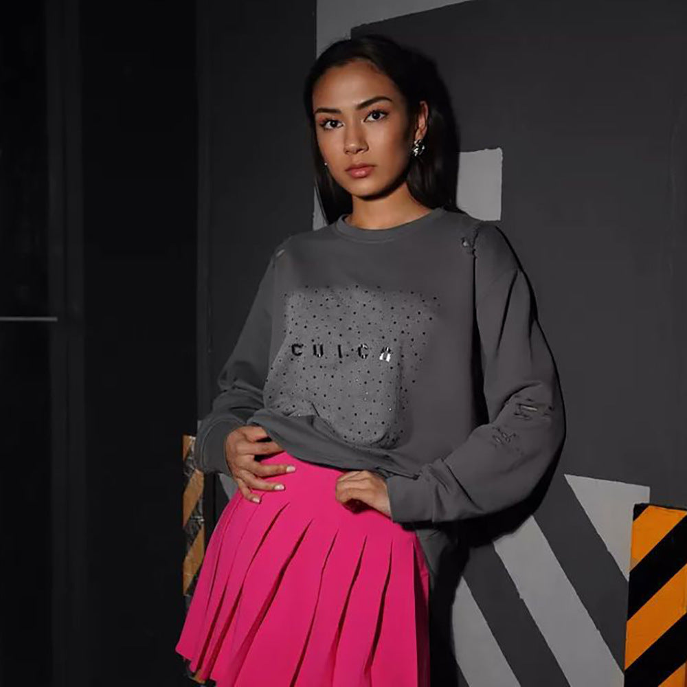 Damen Oversize Sweatshirt mit modischen Designelementen Stalluxe