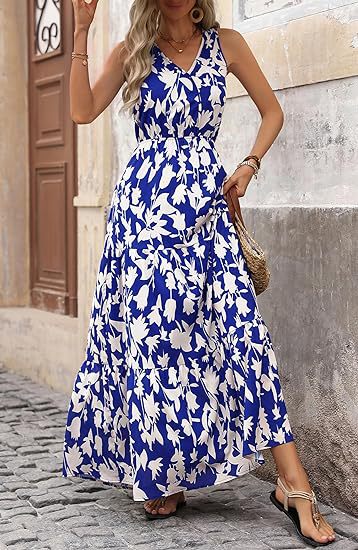 Damen Maxikleid mit floralen Applikationen und schmalen Trägern Stalluxe