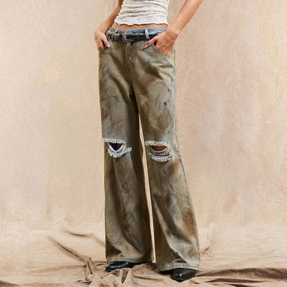 Damen Weite Jeans mit modischen Destroyed-Details und lässigem Schnitt Stalluxe