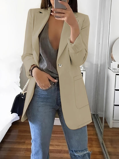 Damen eleganter Blazer mit tiefem V-Ausschnitt und praktischen Taschen Stalluxe