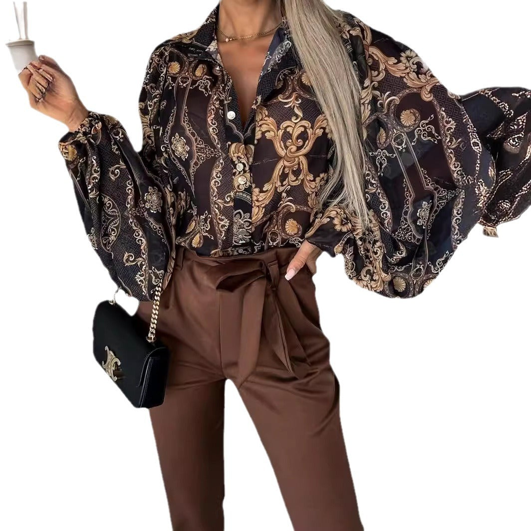 Damen Bluse mit floralen Mustern und voluminösen Ärmeln Stalluxe