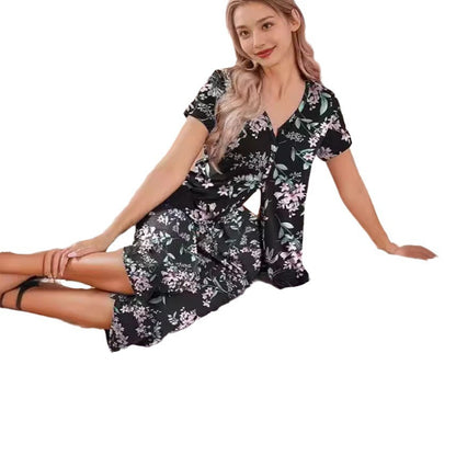 Damen Schlafanzug-Set mit kurzem Ärmel und bequemen Hosen Stalluxe