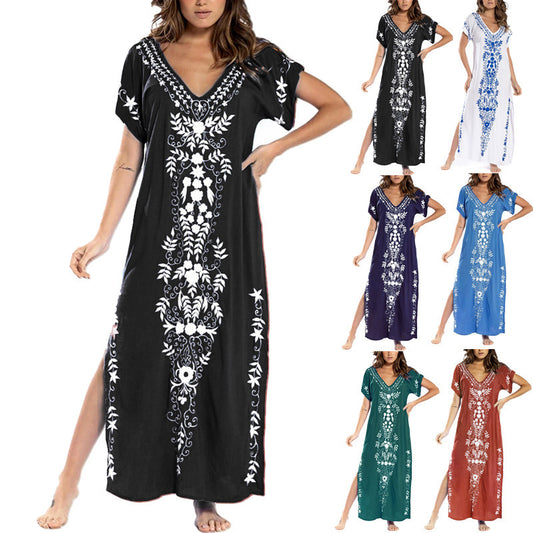 Damen Lange Strandrobe mit kunstvollen Stickdetails Stalluxe