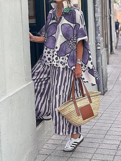 Damen Elegantes Oversize-Oberteil mit floralem Muster und weitem Schnitt Stalluxe