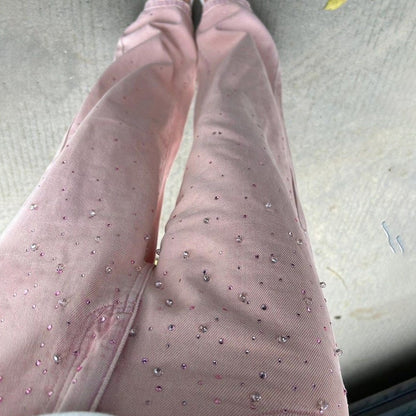 Damen Denim-Hose mit eleganten Perlenapplikationen und modischem Schnitt Stalluxe