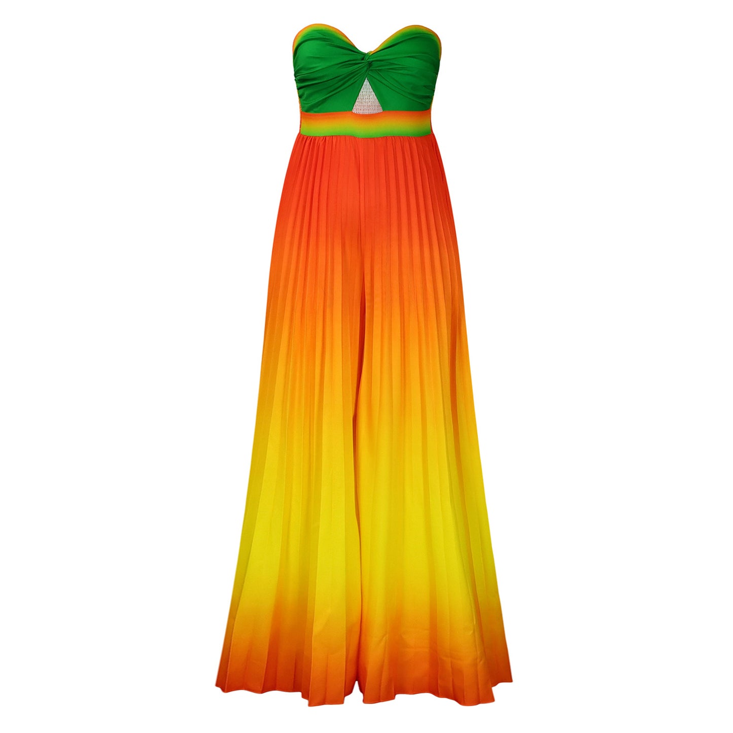 Damen strapless Maxikleid mit plissierten Details Stalluxe Grün