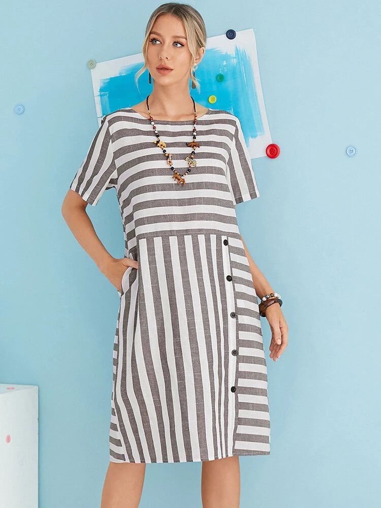 Damen Casual Kleid im lässigen Streifenlook Stalluxe