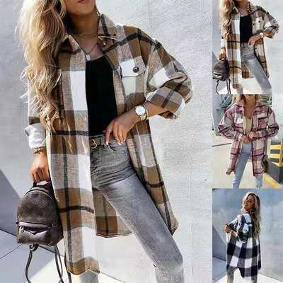 Damen Karierte Flanelljacke mit Taschen Stalluxe