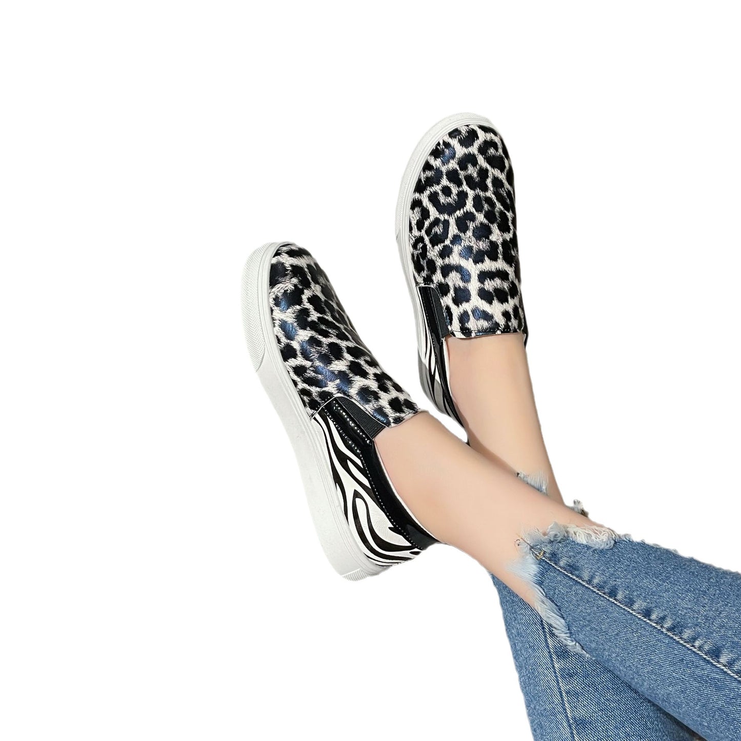 Damen modische Slip-On Sneakers im Leopardenmuster Stalluxe