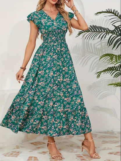 Damen Maxikleid mit floralem Muster Stalluxe