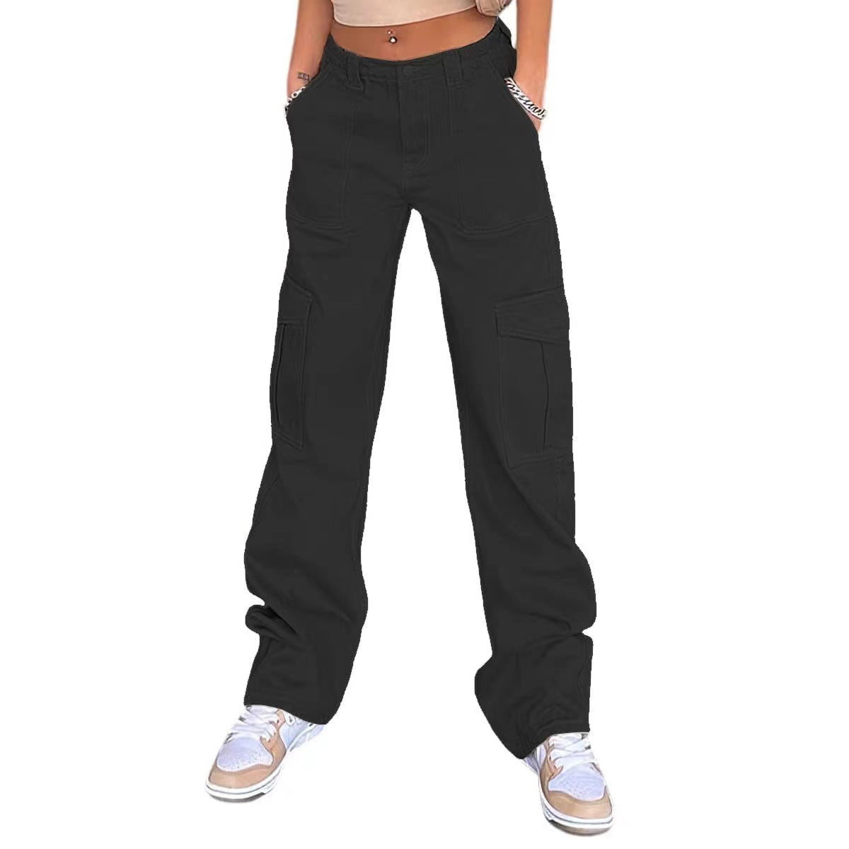 Damen Cargo-Hose mit praktischen Seitentaschen und weitem Schnitt Stalluxe