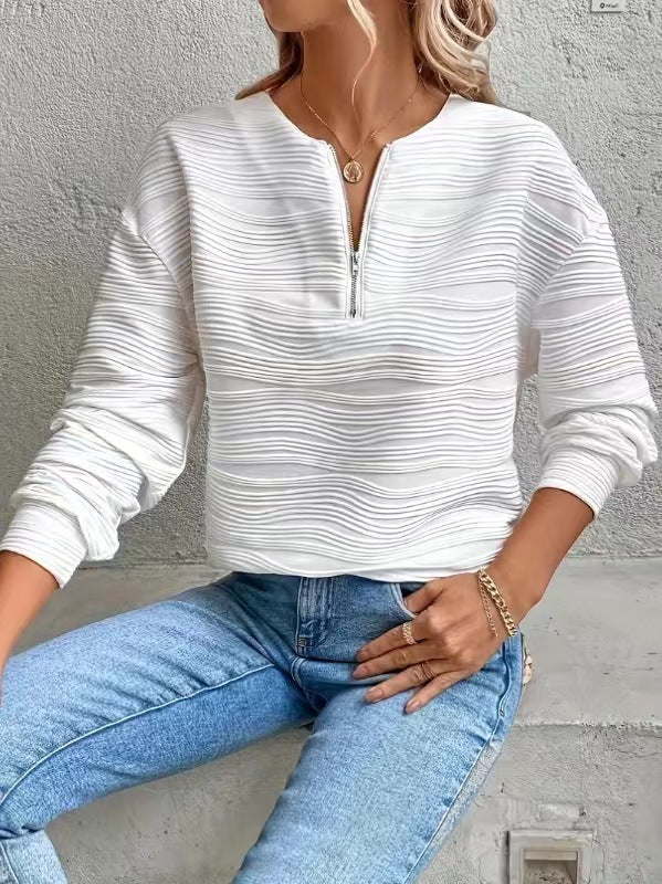 Damen Moderner Sweatshirt mit Halbreißverschluss und strukturiertem Design Stalluxe