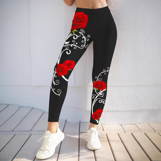 Damen Sportliche Leggings mit floralen Akzenten und hohem Bund Stalluxe