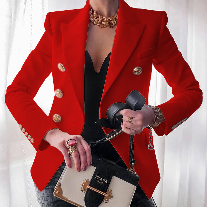 Damen Eleganter Blazer mit doppelter Knopfleiste und tailliertem Schnitt Stalluxe