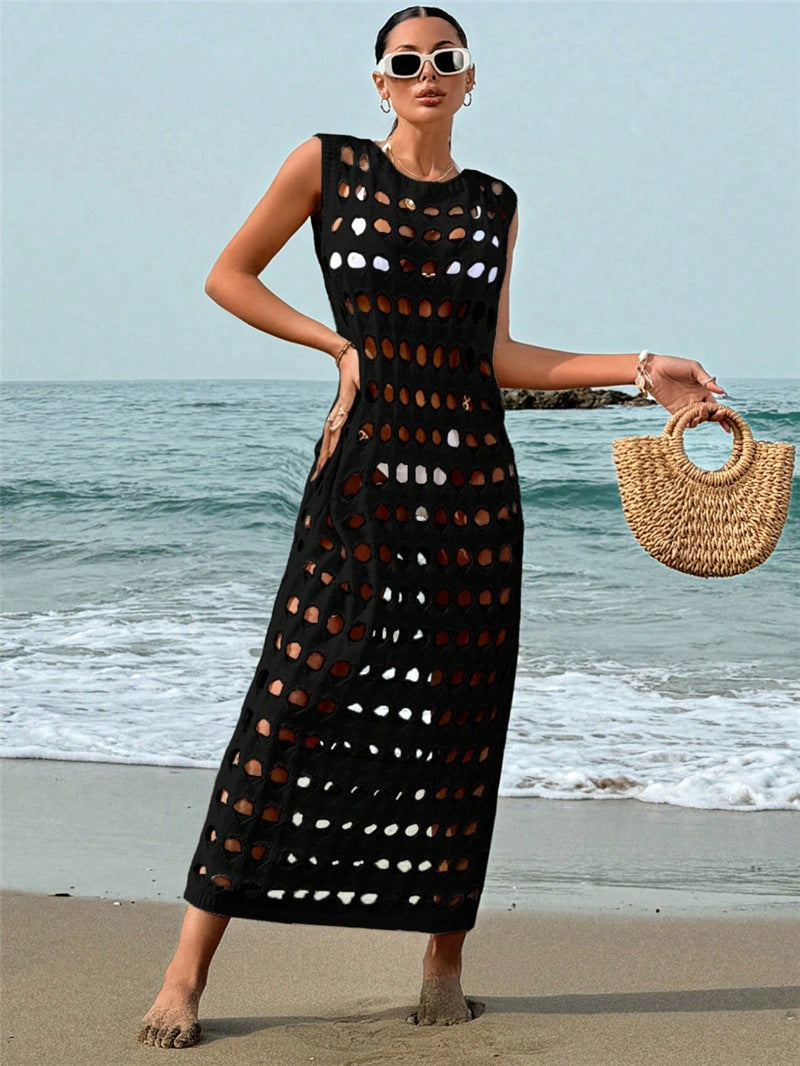 Damen Maxikleid mit filigranem Lochmuster Stalluxe
