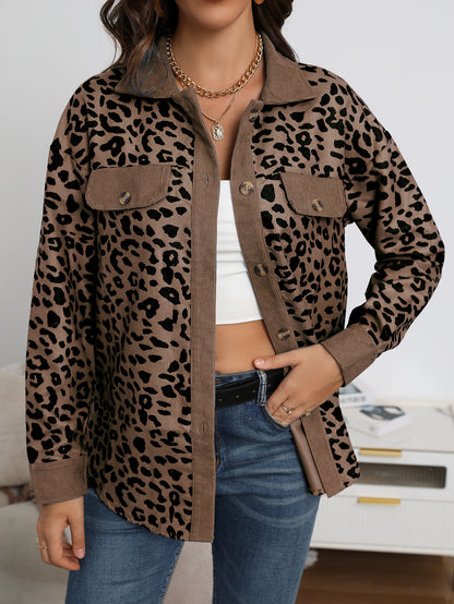 Damen Freizeitjacke mit strukturiertem Leopardenmuster und praktischen Taschen Stalluxe