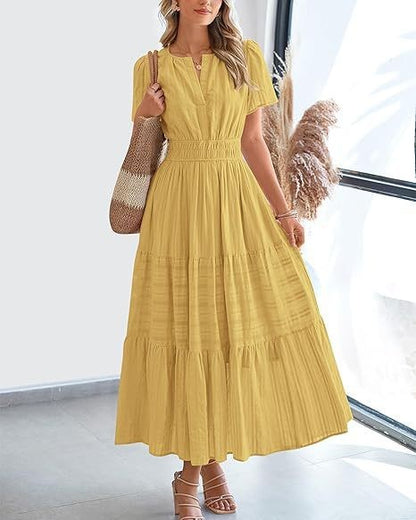 Damen Maxikleid mit voluminösem Rock Stalluxe
