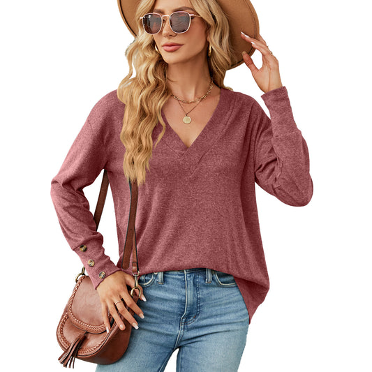 Damen oversized V-Ausschnitt Pullover mit modischen Knopfdetails Stalluxe