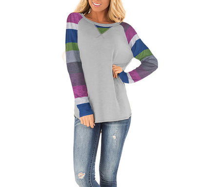 Damen Lässiges Langarmshirt mit grafischem Muster und seitlichen Schlitzen Stalluxe