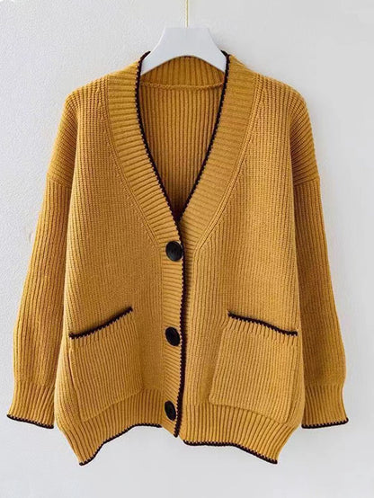 Damen Grobstrickcardigan mit tiefem V-Ausschnitt und praktischen Taschen Stalluxe