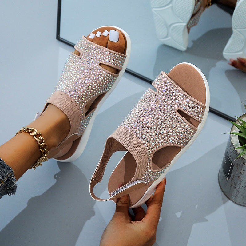 Damen modische Sandalen mit Strassverzierungen und gepolstertem Fußbett Stalluxe
