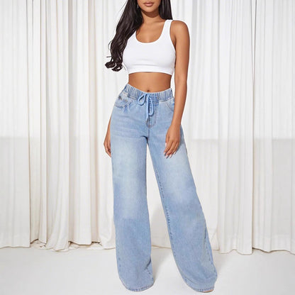 Damen Loose-Fit Jeans mit elastischem Bund und Kordelzug Stalluxe