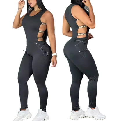 Damen Bodycon Jumpsuit mit Cut-Out-Details und modischem Gürtel Stalluxe