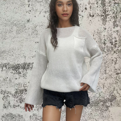 Damen Grob gestrickter Pullover mit lässigem Schnitt und praktischer Tasche Stalluxe
