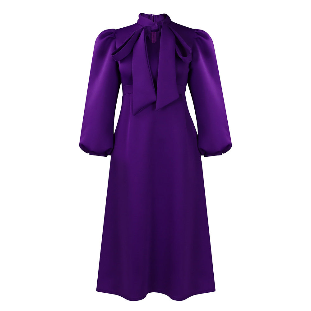Damen Maxikleid mit voluminösen Ärmeln und eleganten Schleifendetails Stalluxe
