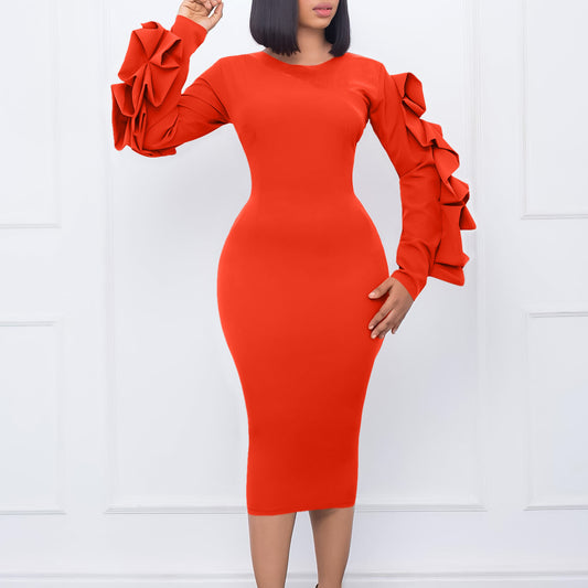 Damen elegante Kleid mit Rüschendetails Stalluxe