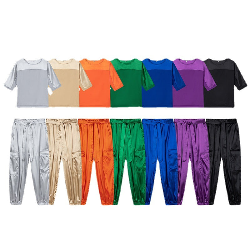 Damen Satin-Sportanzug mit lässigem Schnitt und Taschen Stalluxe