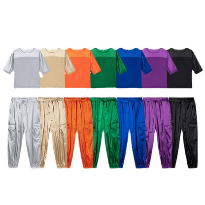 Damen Satin-Sportanzug mit lässigem Schnitt und Taschen Stalluxe