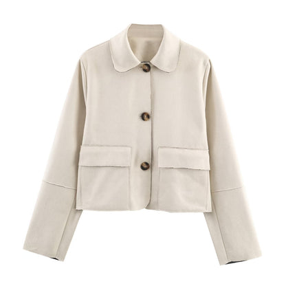 Damen modische Kurzjacke mit praktischen Taschen und dezentem Kragen Stalluxe