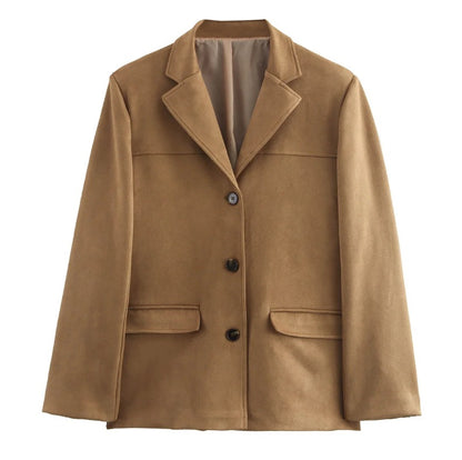 Damen modischer Blazer mit strukturiertem Stoff und zwei Taschen Stalluxe